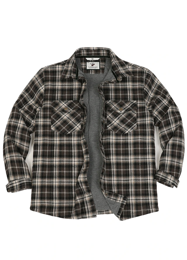 Front view of woodland dusk men's thermal lined flannel shirt jacket-XR1302KAF-S,XR1302KAF-M,XR1302KAF-L,XR1302KAF-XL,XR1302KAF-XXL