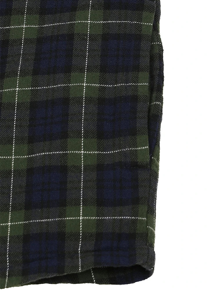 Side view of tartan green men's thermal lined flannel shirt jacket-XR1302SGLL-S,XR1302SGLL-M,XR1302SGLL-L,XR1302SGLL-XL,XR1302SGLL-XXL