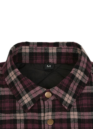 Men's Insulated Snap Front Quilted Flannel Shirt Jacket