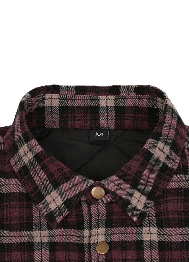 Men's Insulated Snap Front Quilted Flannel Shirt Jacket