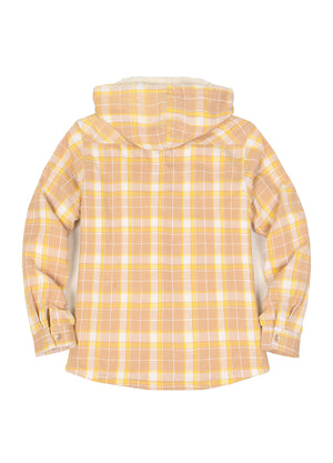 Women's Sherpa Lined Flannel Jacket with Hood, Button Up Plaid