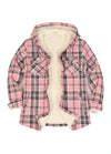 Women's Sherpa Lined Flannel Jacket with Hood, Button Up Plaid