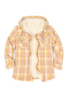 Women's Sherpa Lined Flannel Jacket with Hood, Button Up Plaid