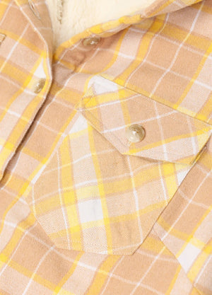 Women's Sherpa Lined Flannel Jacket with Hood, Button Up Plaid