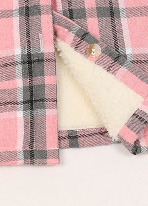 Women's Sherpa Lined Flannel Jacket with Hood, Button Up Plaid