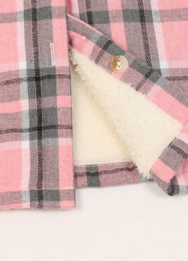 Women's Sherpa Lined Flannel Jacket with Hood, Button Up Plaid
