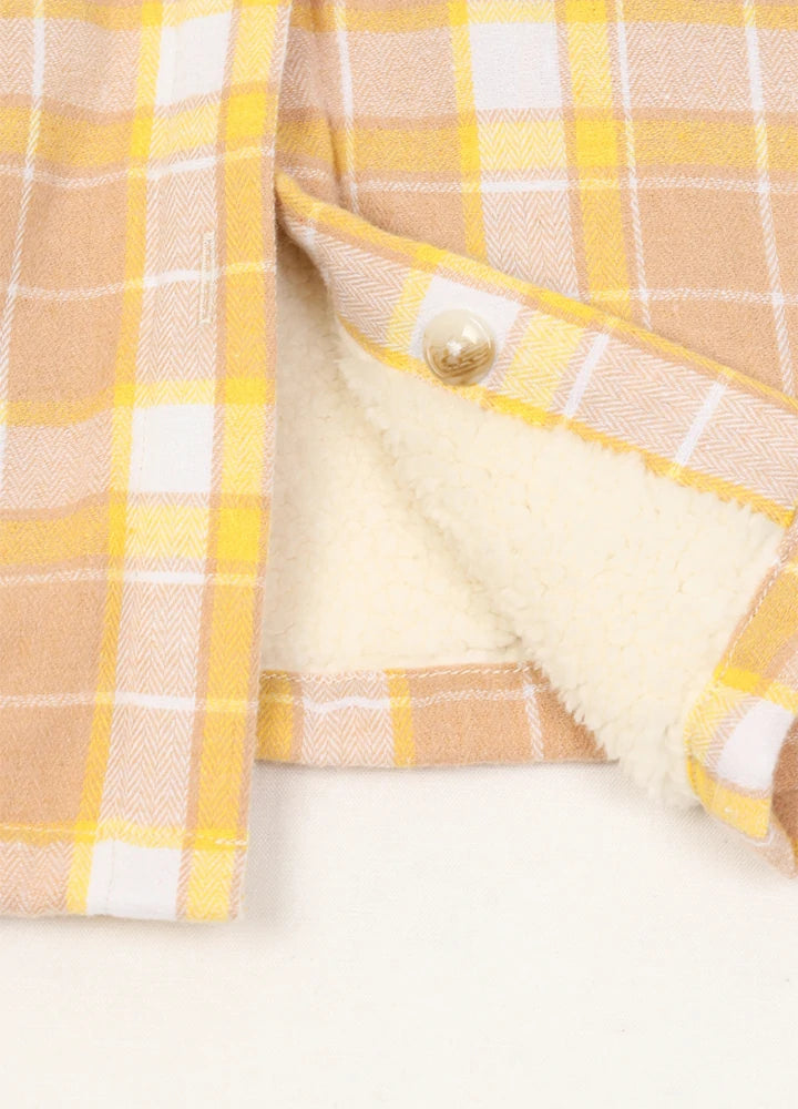 Women's Sherpa Lined Flannel Jacket with Hood, Button Up Plaid