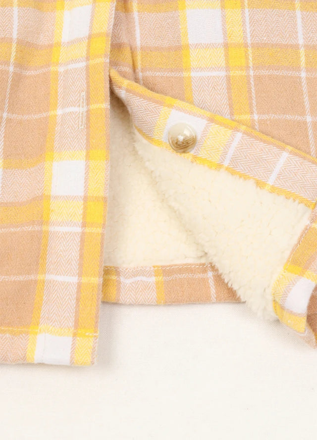 Women's Sherpa Lined Flannel Jacket with Hood, Button Up Plaid