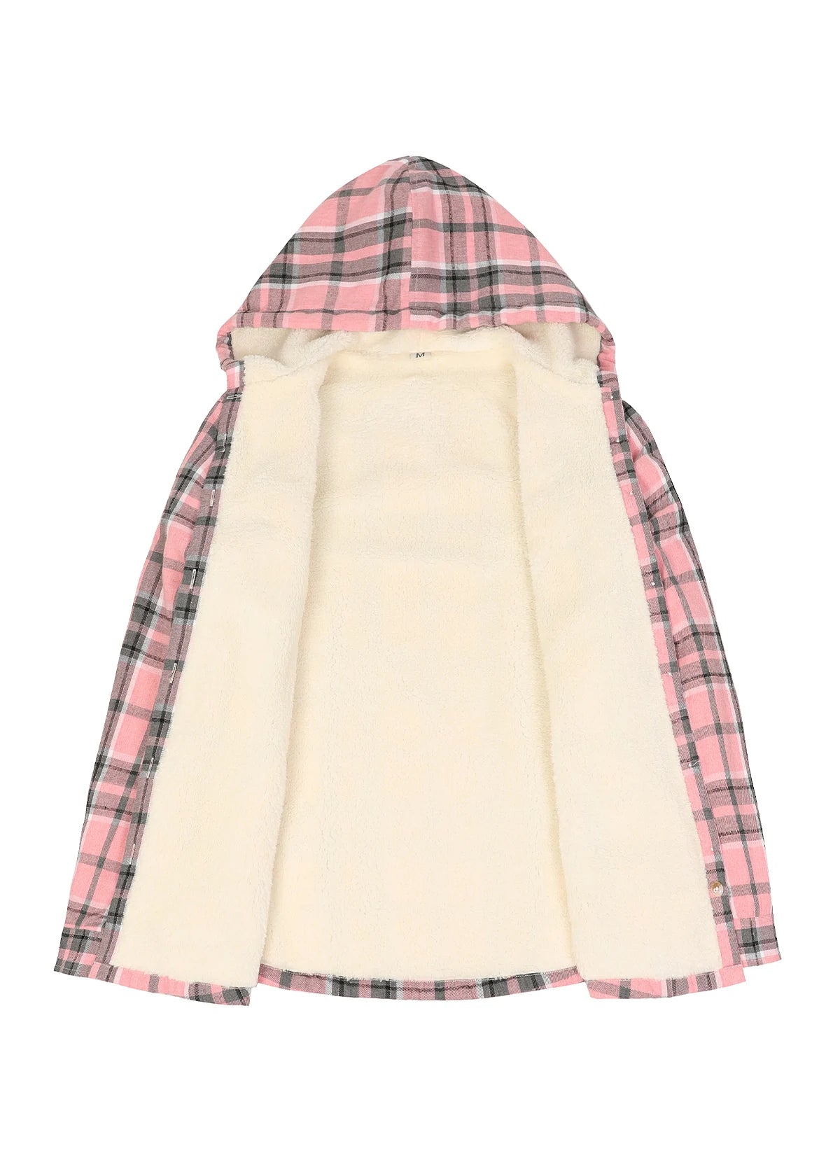 Women's Sherpa Lined Flannel Jacket with Hood, Button Up Plaid
