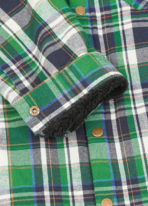 Men's Snap Front Flannel Shirt Jacket, Sherpa-Lined Plaid Shacket