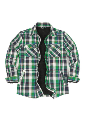 Men's Snap Front Flannel Shirt Jacket, Sherpa-Lined Plaid Shacket