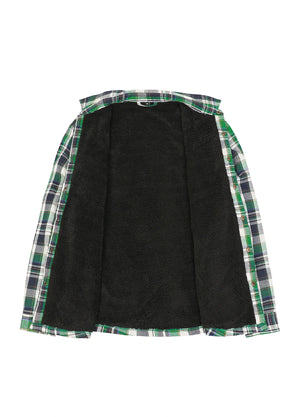 Men's Snap Front Flannel Shirt Jacket, Sherpa-Lined Plaid Shacket