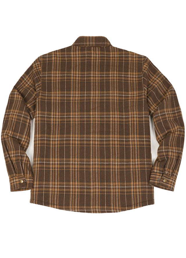 Men's Snap Front Flannel Shirt Jacket, Sherpa-Lined Plaid Shacket