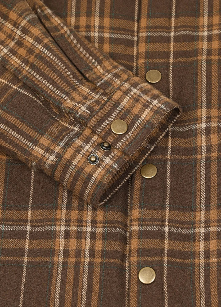 Men's Snap Front Flannel Shirt Jacket, Sherpa-Lined Plaid Shacket