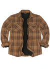 Men's Snap Front Flannel Shirt Jacket, Sherpa-Lined Plaid Shacket