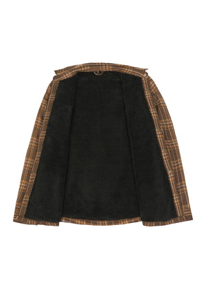 Men's Snap Front Flannel Shirt Jacket, Sherpa-Lined Plaid Shacket