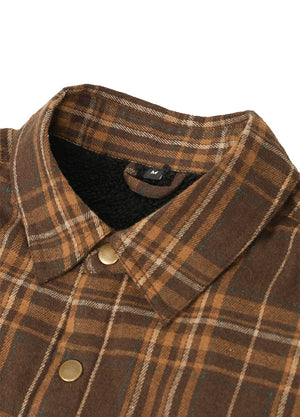 Men's Snap Front Flannel Shirt Jacket, Sherpa-Lined Plaid Shacket