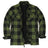 Front view of army green men's fleece lined flannel shirt jacket