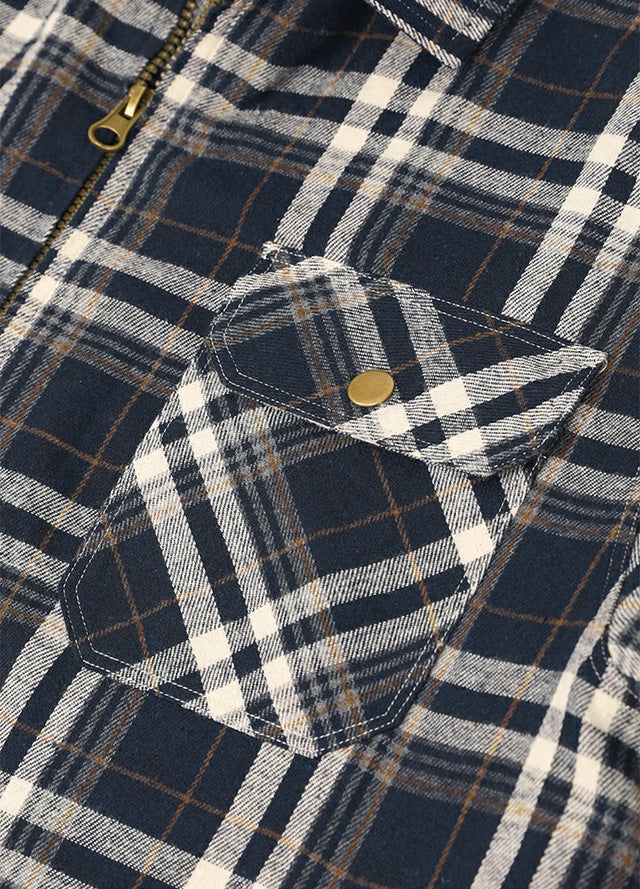 Men's Warm Sherpa Fleece Lined Full Zip Up Plaid Flannel Shirt Jacket