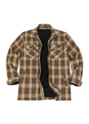 Men's Warm Sherpa Fleece Lined Full Zip Up Plaid Flannel Shirt Jacket