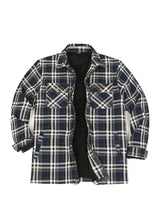 Men's Warm Sherpa Fleece Lined Full Zip Up Plaid Flannel Shirt Jacket