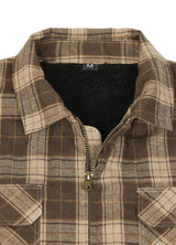Men's Warm Sherpa Fleece Lined Full Zip Up Plaid Flannel Shirt Jacket