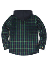 Men's Hooded Flannel Shirt Jacket,Snap Front,Sherpa-Lined Plaid