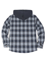 Men's Hooded Flannel Shirt Jacket,Snap Front,Sherpa-Lined Plaid