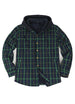 Men's Hooded Flannel Shirt Jacket,Snap Front,Sherpa-Lined Plaid