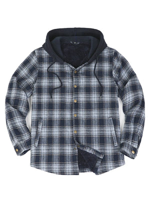 Front view of the Navy white men's snap front closure plaid jacket-XR185NW-S,XR185NW-M,XR185NW-L,XR185NW-XL,XR185NW-XXL