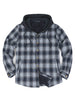 Men's Hooded Flannel Shirt Jacket,Snap Front,Sherpa-Lined Plaid