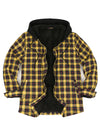 Men's Hooded Flannel Shirt Jacket,Snap Front,Sherpa-Lined Plaid