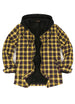 Men's Hooded Flannel Shirt Jacket,Snap Front,Sherpa-Lined Plaid