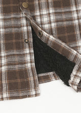 Men's Hooded Flannel Shirt Jacket,Snap Front,Sherpa-Lined Plaid
