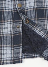 Men's Hooded Flannel Shirt Jacket,Snap Front,Sherpa-Lined Plaid