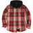  Front view of the zipper closed crimson shadow men's hooded flannel shacket