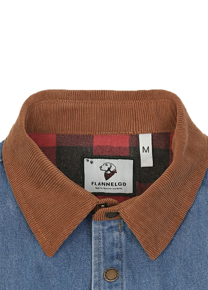 Men's Flannel Lined Utility Denim Shacket Workwear Inspired, 11.2 oz