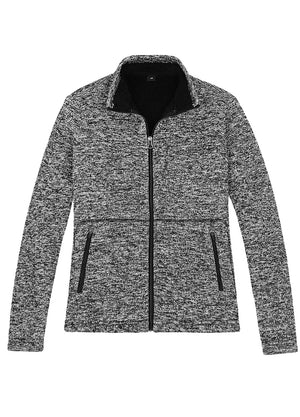 Front view of a heather gray women's sherpa lined jacket-XR312HHui-S,XR312HHui-M,XR312HHui-L,XR312HHui-XL,XR312HHui-XXL