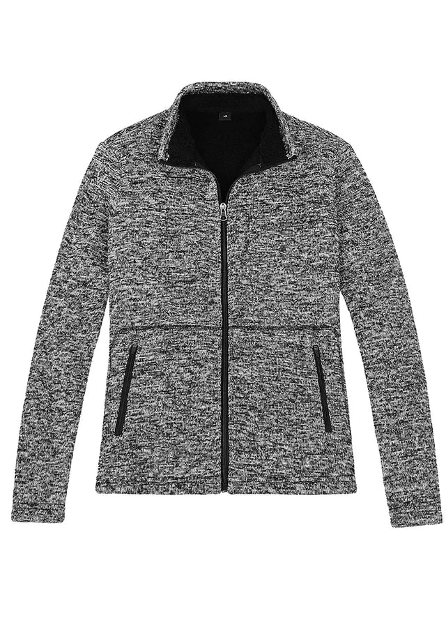 Front view of a heather gray women's sherpa lined jacket-XR312HHui-S,XR312HHui-M,XR312HHui-L,XR312HHui-XL,XR312HHui-XXL
