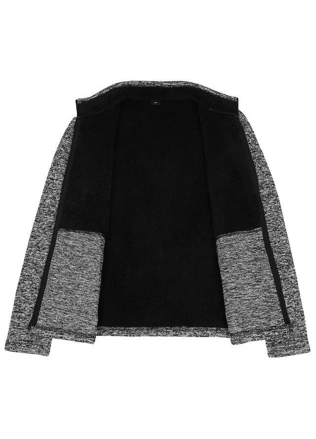 Front view of the lining of a heather gray women's sherpa lined jacket-XR312HHui-S,XR312HHui-M,XR312HHui-L,XR312HHui-XL,XR312HHui-XXL