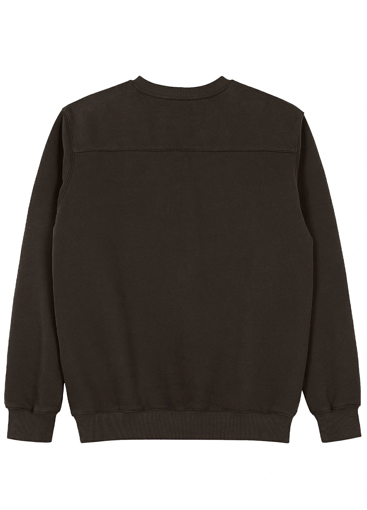 Back view of a dark brown crewneck sweatshirt-XR3426ZS-S,XR3426ZS-M,XR3426ZS-L,XR3426ZS-XL,XR3426ZS-XXL
