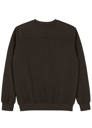 Back view of a dark brown crewneck sweatshirt-XR3426ZS-S,XR3426ZS-M,XR3426ZS-L,XR3426ZS-XL,XR3426ZS-XXL