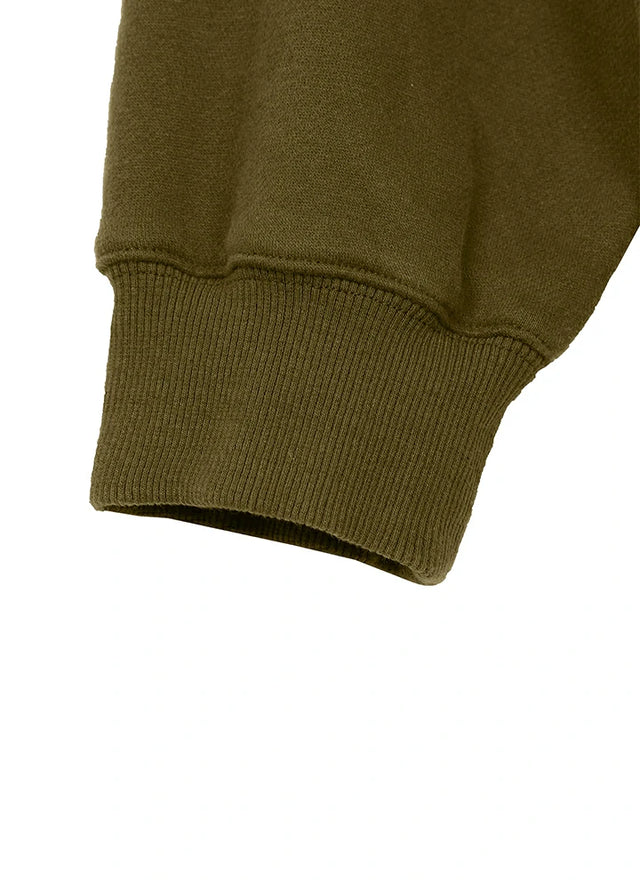 Close-up of a army green sweatshirt sleeve on a white background-XR3426JLv-S,XR3426JLv-M,XR3426JLv-L,XR3426JLv-XL,XR3426JLv-XXL
