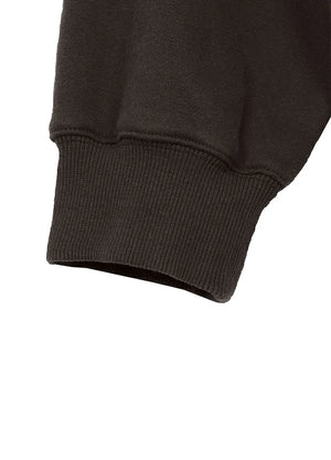 Close-up of a dark brown ribbed knit cuff on a sweatshirt-XR3426ZS-S,XR3426ZS-M,XR3426ZS-L,XR3426ZS-XL,XR3426ZS-XXL