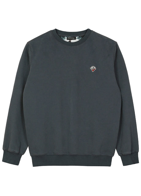 Front view of blue gray men's wildlife adventure crewneck sweatshirt fleece-lined-XR3426LHui-S,XR3426LHui-M,XR3426LHui-L,XR3426LHui-XL,XR3426LHui-XXL