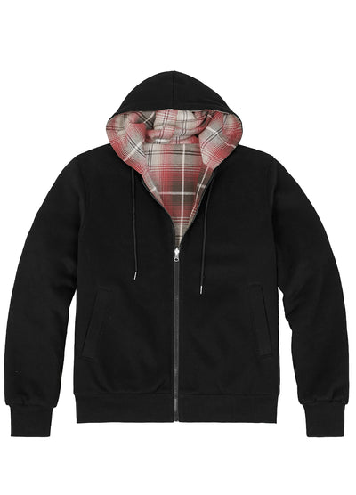 Men's Reversible Plaid Zip-Up Hooded Sweatshirt
