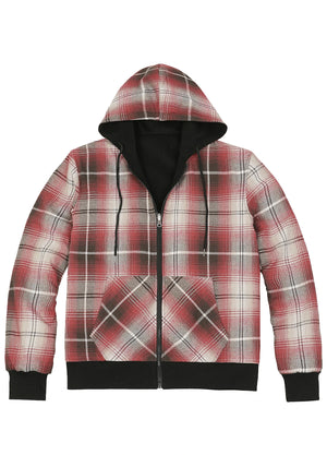 Men's Reversible Plaid Zip-Up Hooded Sweatshirt