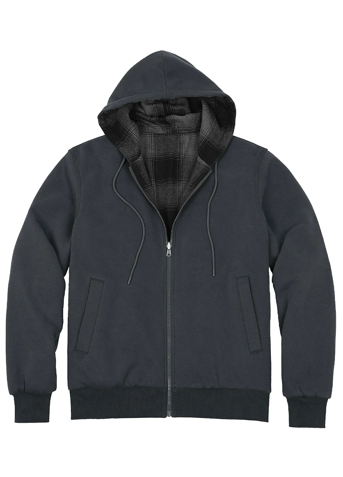 Men's Reversible Plaid Zip-Up Hooded Sweatshirt