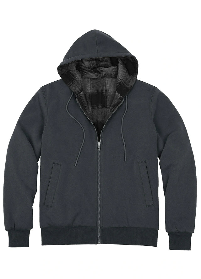 Men's Reversible Plaid Zip-Up Hooded Sweatshirt