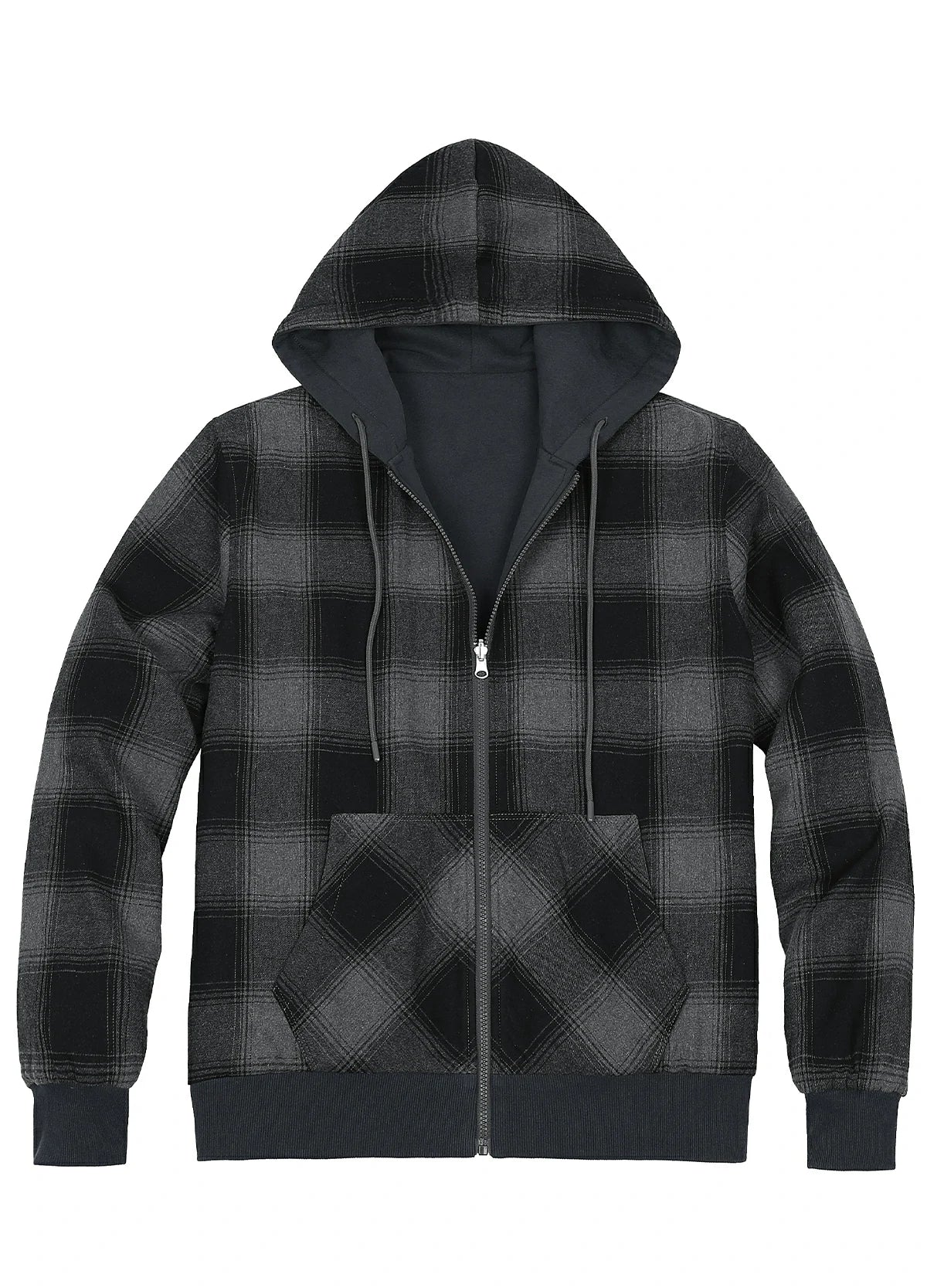 Men's Reversible Plaid Zip-Up Hooded Sweatshirt